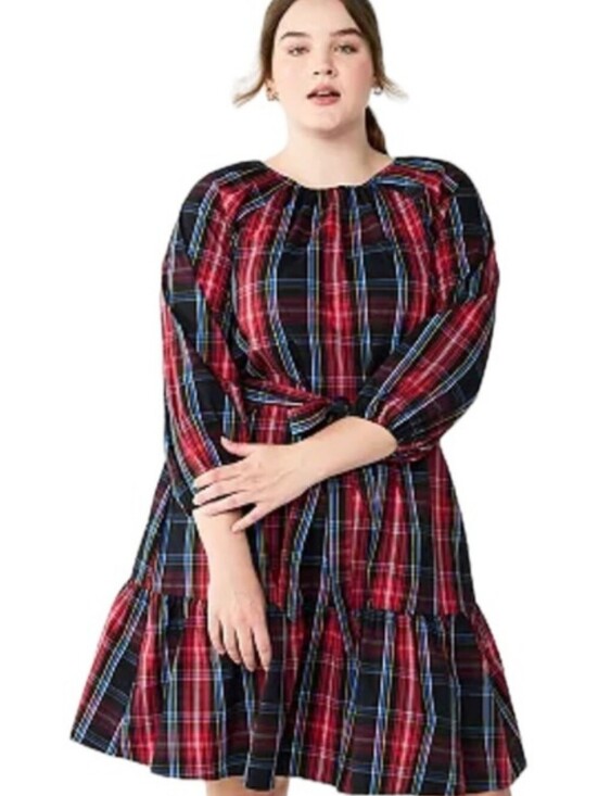 Draper James Dresses & Skirts - Draper James Plus Size Red Plaid Peasant Holiday Celebration Dress Sz XXL
